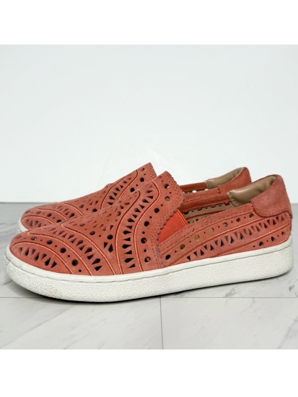 UGG Laser Cut Coral Pink Slip On Sneaker W 5